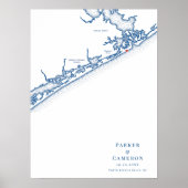 North Topsail Beach Map Wedding Guest Book Poster (Vorne)