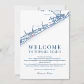 North Topsail Beach Wedding Welcome Letter Navy Dankeskarte (Vorderseite)