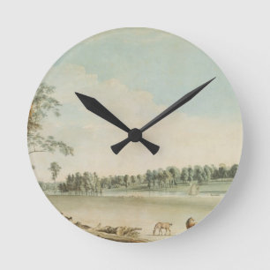 North West View of Wakefield Lodge in Whittlebury Runde Wanduhr