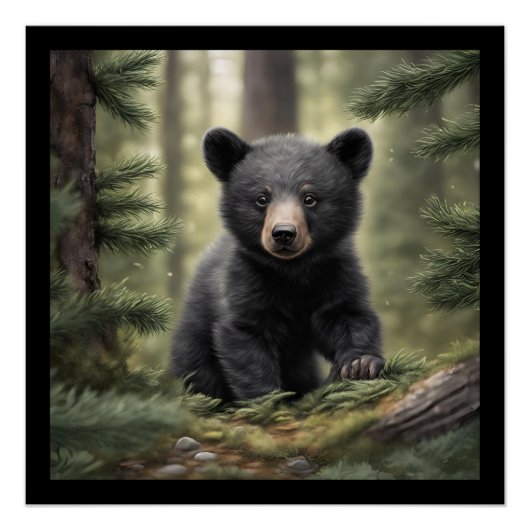North Woods Little Black Bar Cub Glossy Poster (Vorderseite)