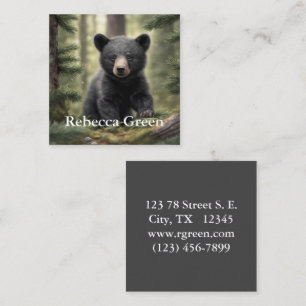 North Woods Little Black Bear Cub Business Card Quadratische Visitenkarte