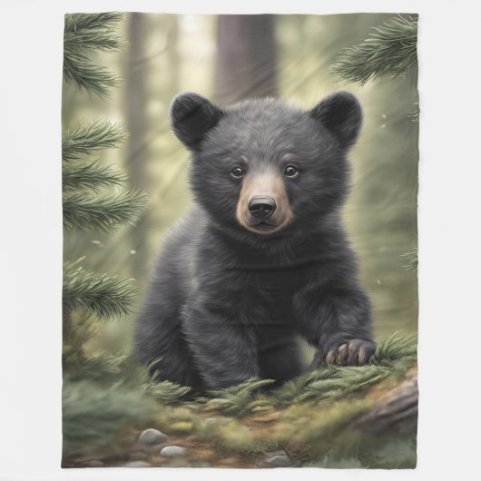 North Woods Little Black Bear Cub Fleece Blanket (Vorderseite)