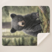 North Woods Little Black Bear Cub Sherpa Blanket Sherpadecke (Vorderseite (Horizontal))