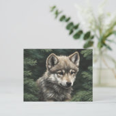 North Woods Wolf Cub Postcard Postkarte (Stehend Vorderseite)