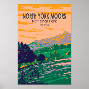 North York Moors National Park England Vintag Poster