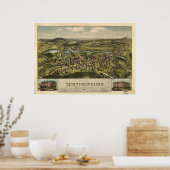 Northborough Mass. 1887 Antique Panoramabalkarte Poster (Küche)