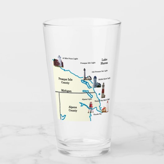 Northeast Lower Michigan Lighthouse Glas (Vorderseite)