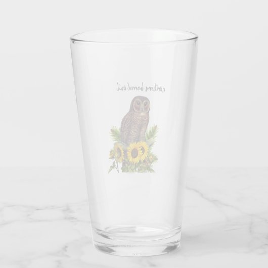 Northern Barred Owl mit Sonnenblumen Pint Glass Cu Glas (Rückseite)