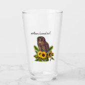 Northern Barred Owl mit Sonnenblumen Pint Glass Cu Glas (Vorderseite)