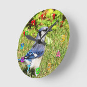 Northern Blue Jay Runde Wanduhr (Winkel)