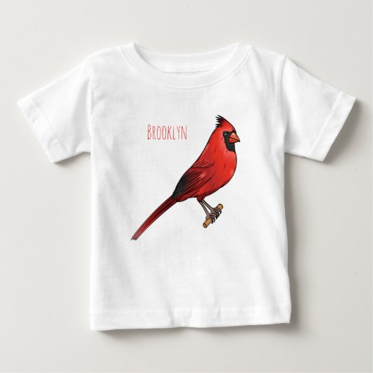 Northern cardinal bird cartoon illustration baby t-shirt (Vorderseite)