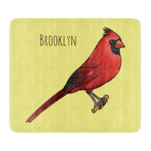 Northern cardinal bird cartoon illustration schneidebrett