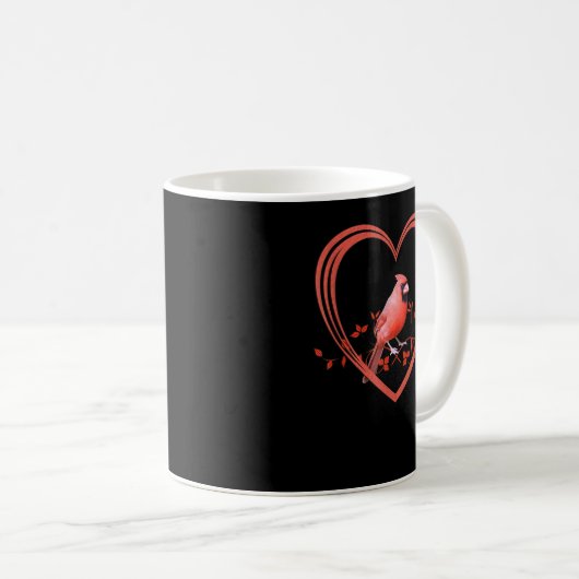 Northern Cardinal Bird in Heart Kaffeetasse (VorderseiteRechts)