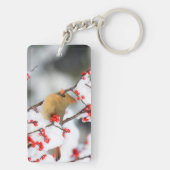 Northern Cardinal female on Common Winterberry Schlüsselanhänger (Rückseite)