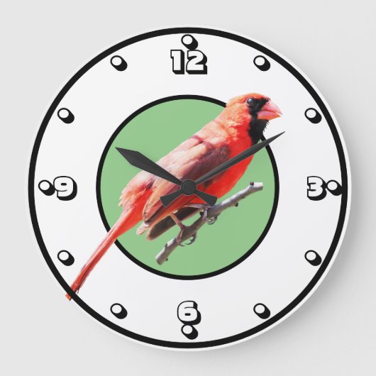 Northern Cardinal Große Wanduhr (Vorderseite)