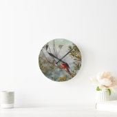 Northern Cardinal in Wax Myrtle Runde Wanduhr (Zuhause)