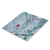 Northern Cardinal on Snowy Branches Fliese (Seite)