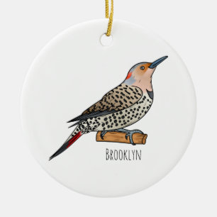 Northern flicker bird cartoon illustration keramik ornament