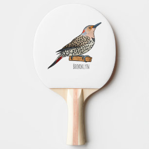 Northern flicker bird cartoon illustration tischtennis schläger