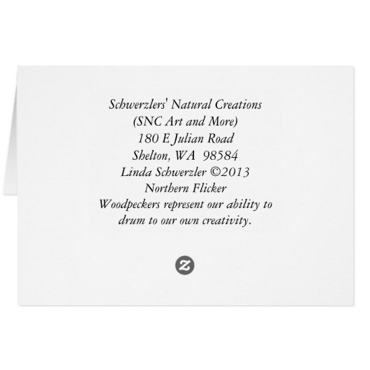 Northern Flicker Woodpecker - Framework Art Card (Rückseite Horizontal)