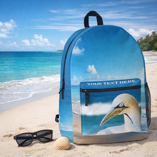 Northern Gannet Coastal Beach Photo Bedruckter Rucksack