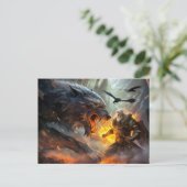 Northern god Odin fights against Wolf Fenris Postkarte (Stehend Vorderseite)