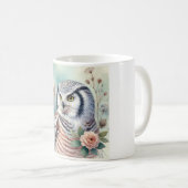 Northern Hawk Owl 060924AREF108 - Watercolor Kaffeetasse (VorderseiteRechts)