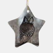 Northern Hawk Owl Keramik Ornament (Rechts)