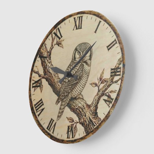 Northern Hawk Owl - Wall Clock Große Wanduhr (Winkel)