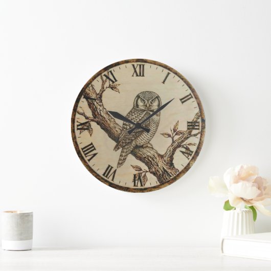 Northern Hawk Owl - Wall Clock Große Wanduhr (Zuhause)