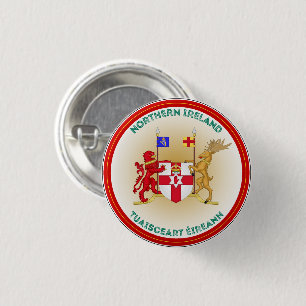 Northern Ireland Coat of Arms Circle Shape Button