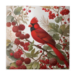 Northern Kardinal Bird Red Berries Fliese