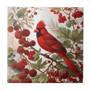 Northern Kardinal Bird Red Berries Fliese