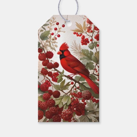 Northern Kardinal Bird Red Berries Geschenkanhänger (Vorderseite)