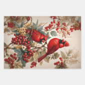 Northern Kardinal Bird Red Berries Geschenkpapier Set (Vorderseite 3)