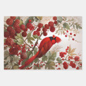 Northern Kardinal Bird Red Berries Geschenkpapier Set (Vorderseite)