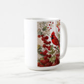 Northern Kardinal Bird Red Berries Kaffeetasse (VorderseiteRechts)