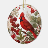 Northern Kardinal Bird Red Berries Keramik Ornament (Links)