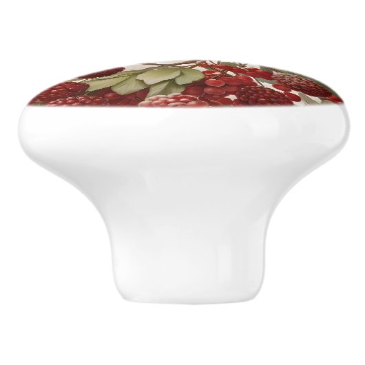 Northern Kardinal Bird Red Berries Keramikknauf (Seitenansicht)