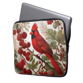 Northern Kardinal Bird Red Berries Laptopschutzhülle (Vorderseite Links)
