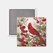 Northern Kardinal Bird Red Berries Magnet (Vorderseite/Rückseite)