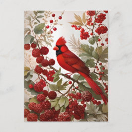 Northern Kardinal Bird Red Berries Postkarte