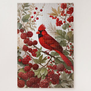 Northern Kardinal Bird Red Berries Puzzle