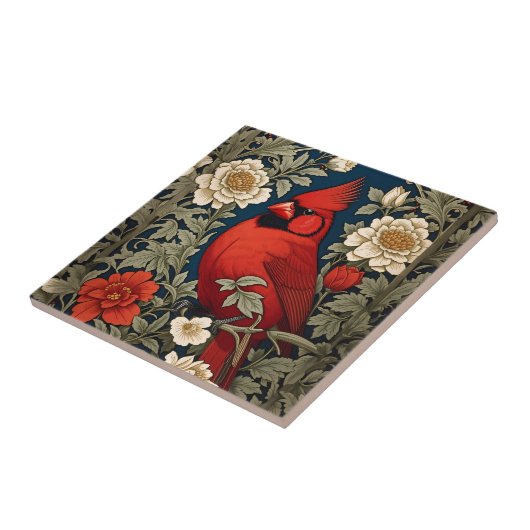 Northern Kardinal Floral William Morris Inspiriert Fliese (Seite)