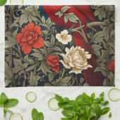Northern Kardinal Floral William Morris Inspiriert Geschirrtuch (Gefaltet)