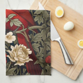 Northern Kardinal Floral William Morris Inspiriert Geschirrtuch (Viertel Falte)