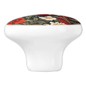 Northern Kardinal Floral William Morris Inspiriert Keramikknauf (Seitenansicht)
