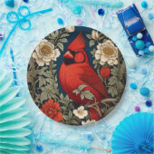 Northern Kardinal Floral William Morris Inspiriert Pappteller (Party)