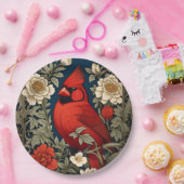 Northern Kardinal Floral William Morris Inspiriert Pappteller (Party)