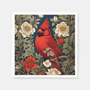 Northern Kardinal Floral William Morris Inspiriert Serviette